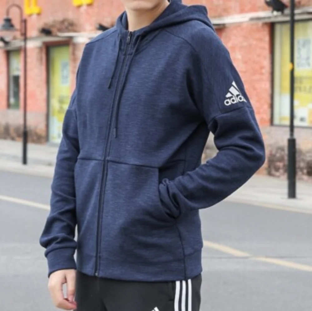 Men's adidas Id Stadium Fz Knit Gray Jacket DU1136 Hoodie Blue Nwot